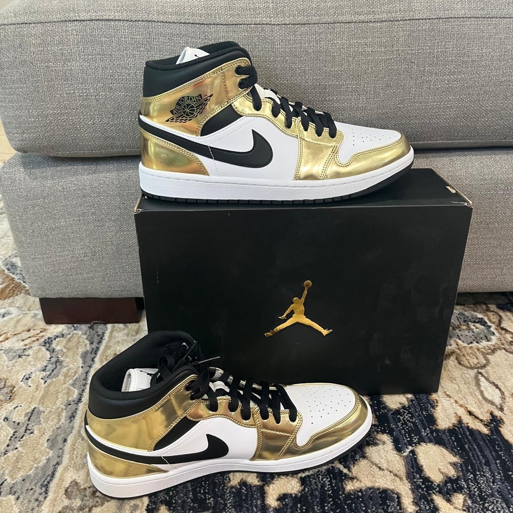 Nike Air Jordan Metallic Gold and Black Shoes